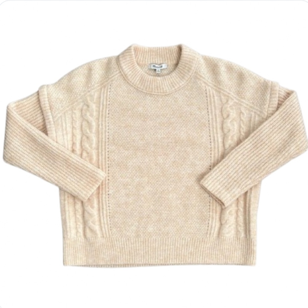 Madewell Havener Alpaca Blend Drop Shoulder Cable Knit Fisherman Sweater 1X